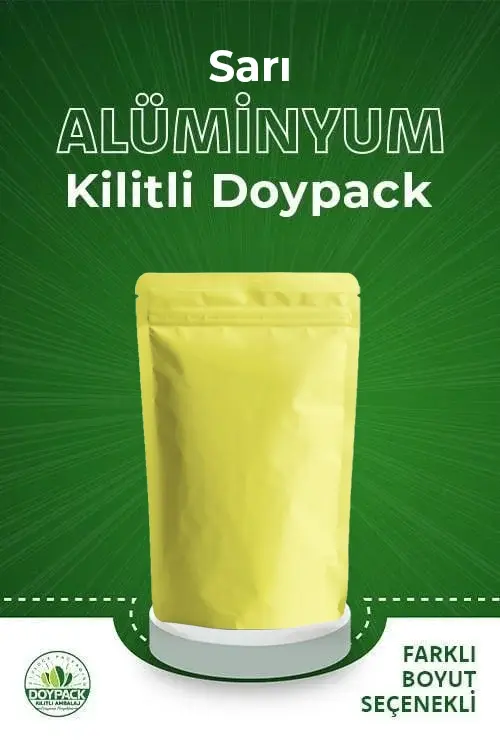 Sarı Alüminyum Kilitli Doypack 1000 - 13x20cm