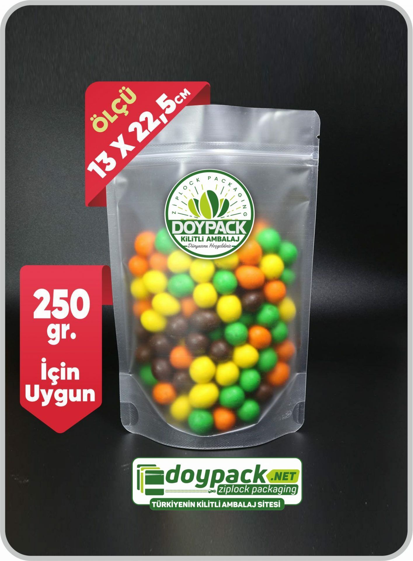 Şeffaf Kilitli Doypack 2500 - 13x22.5cm