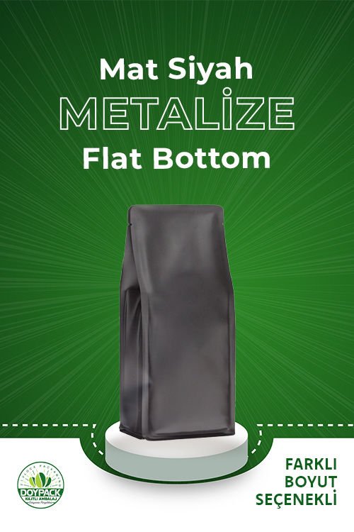 Mat Siyah Metalize Flat Bottom