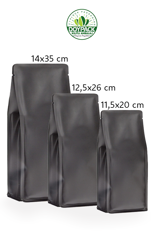 Mat Siyah Metalize Flat Bottom 500 - 14x35cm - Valfli