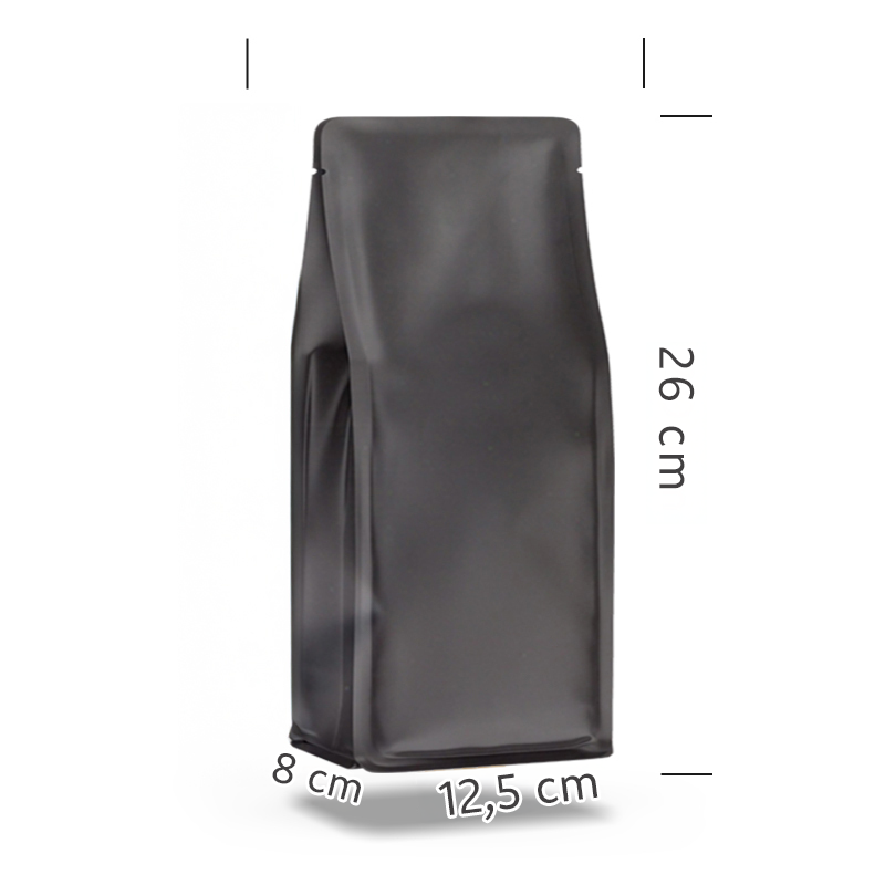 Mat Siyah Metalize Flat Bottom 500 - 14x35cm - Valfli