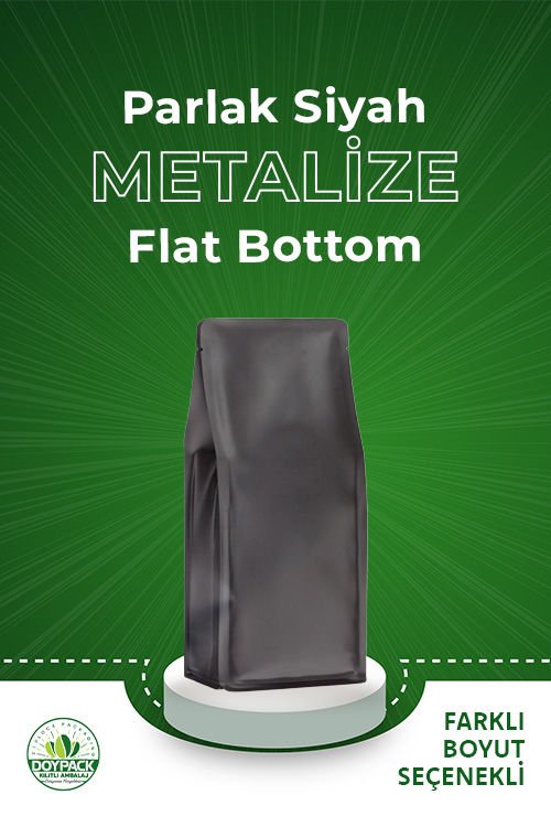 Parlak Siyah Metalize Flat Bottom