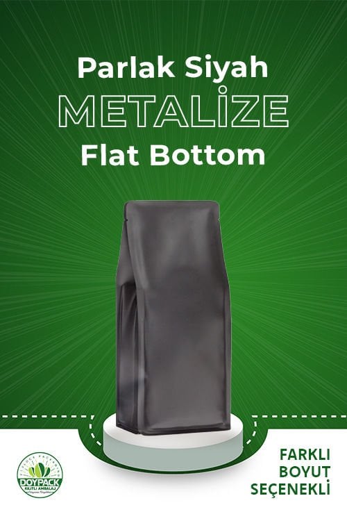 Parlak Siyah Metalize Flat Bottom