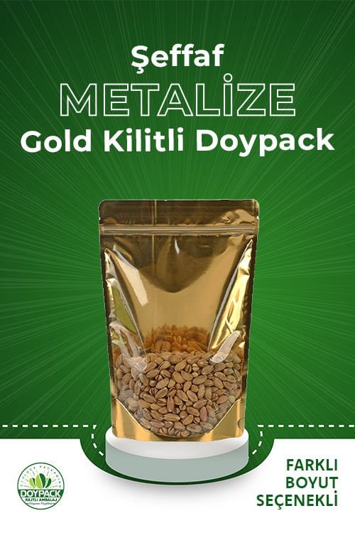 Şeffaf Metalize Gold Kilitli Doypack