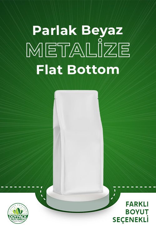 Parlak Beyaz Metalize Flat Bottom
