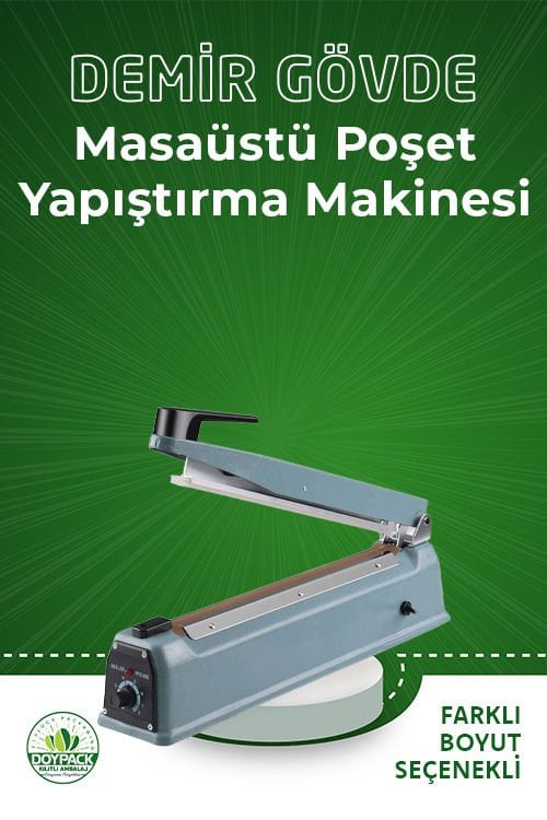 Masaüstü Poşet Yapıştırma Makinesi 20 cm Demir Gövde