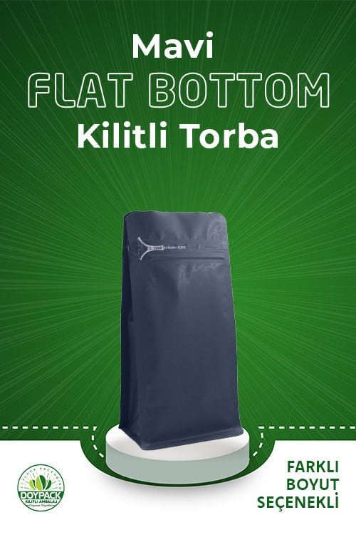 Mavi Kilitli Flat Bottom Buradan Açınız Torba 11x21+4 Cm 250 Gr 50