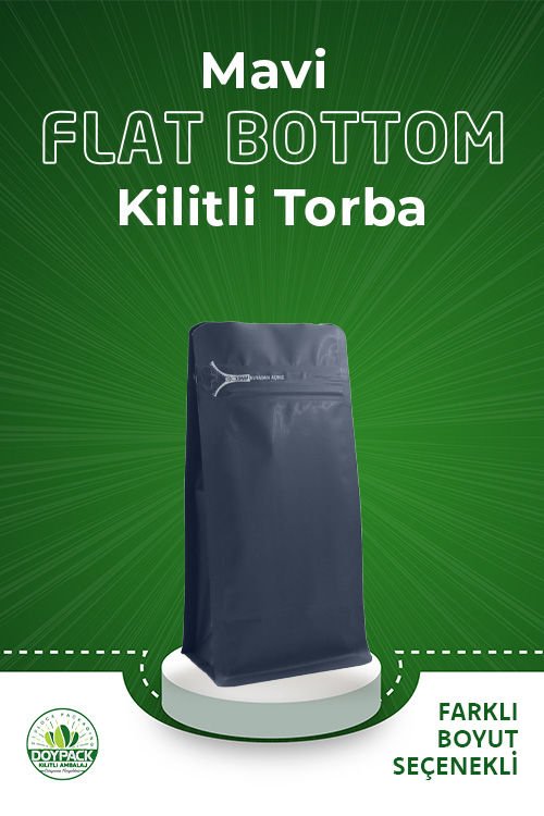 Mavi Kilitli Flat Bottom Buradan Açınız Torba 11x21+4 Cm 250 Gr 1000