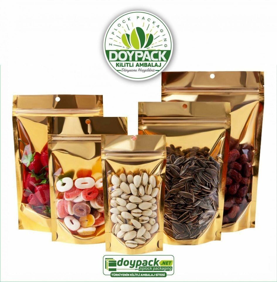 Şeffaf Metalize Gold Kilitli Doypack 1500 - 20x30cm