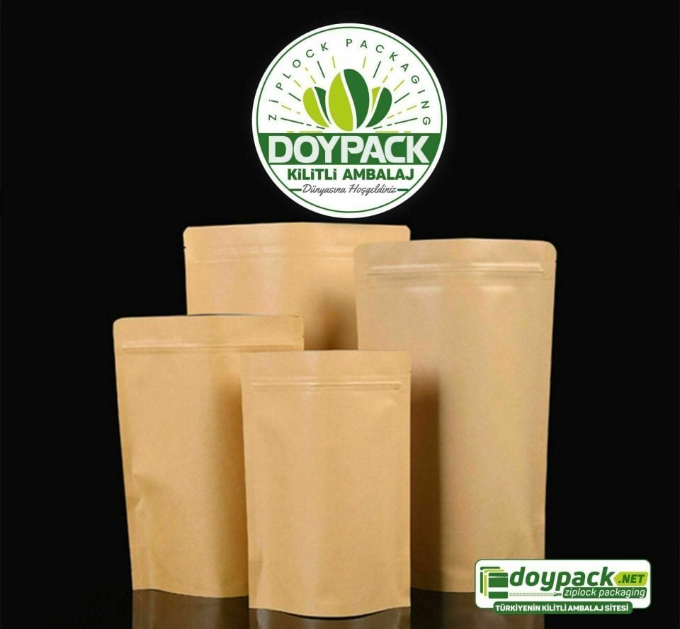 Kraft Metalize Kilitli Doypack 20x30 cm 1000