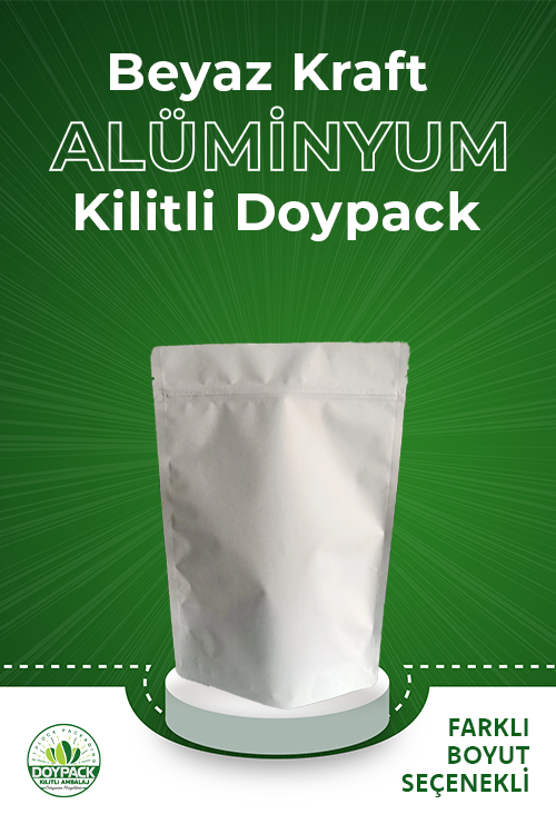 Beyaz Kraft Alüminyum Kilitli Doypack 1000 - 8.5x14.5cm