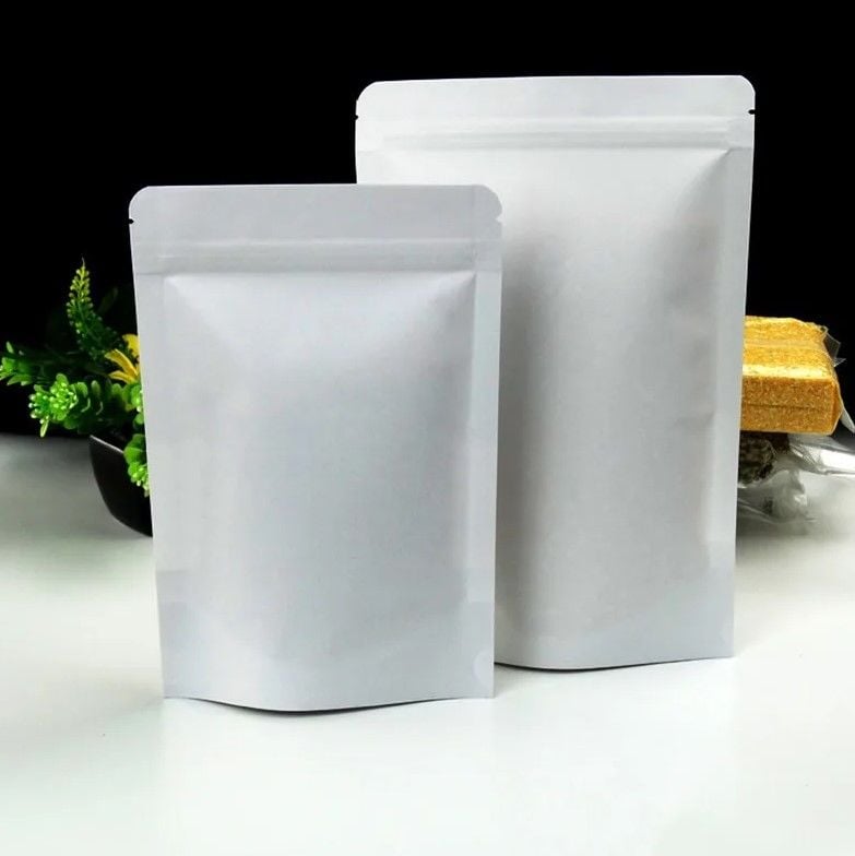 Beyaz Kraft Alüminyum Kilitli Doypack