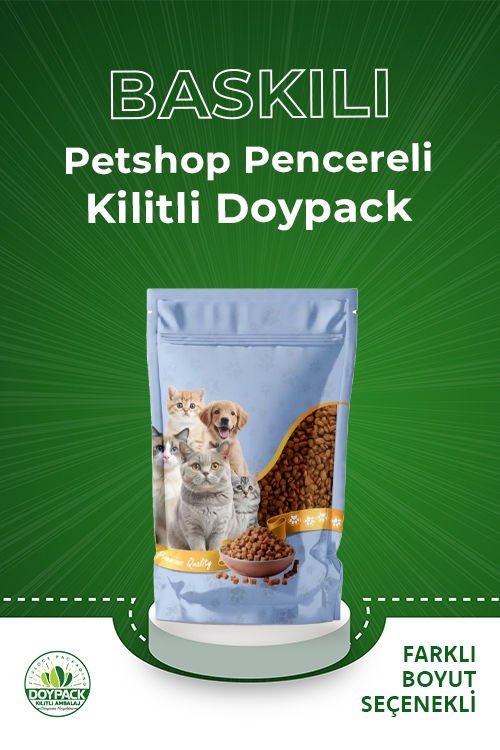 Petshop Baskılı Pencereli Kilitli Doypack