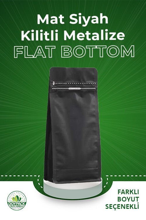 Mat Siyah Kilitli Metalize Flat Bottom