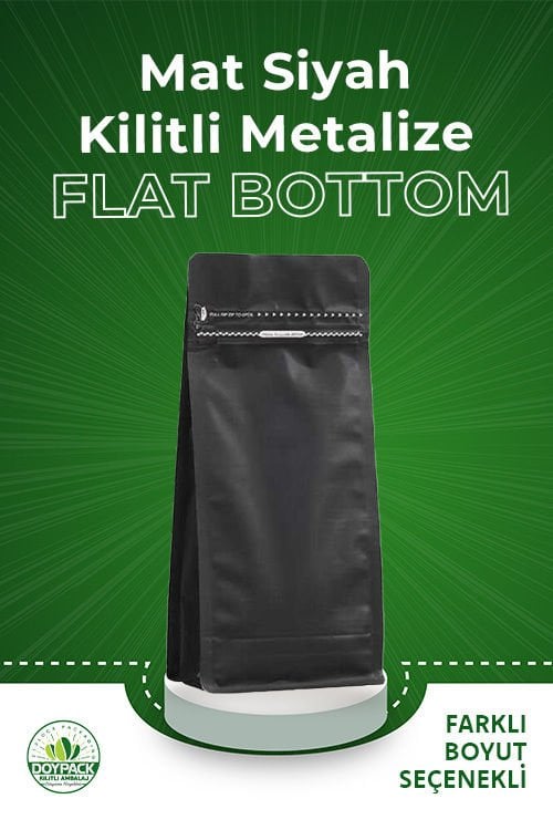 Mat Siyah Kilitli Metalize Flat Bottom