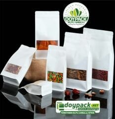 Kraft Pencereli Flat Bottom 50 - 10x25cm
