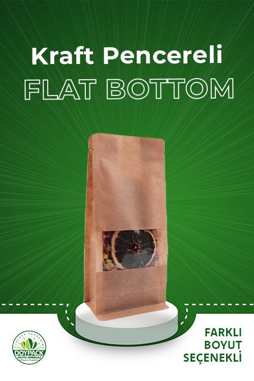 Kraft Pencereli Flat Bottom
