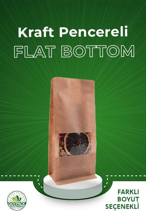 Kraft Pencereli Flat Bottom
