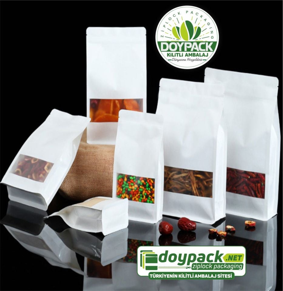 Beyaz Kraft Pencereli Flat Bottom 750 - 10x23cm