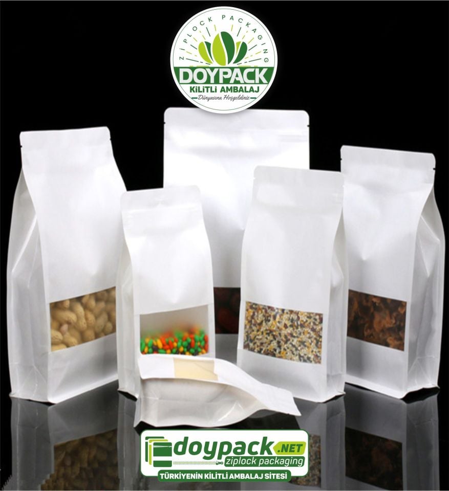 Beyaz Kraft Pencereli Flat Bottom