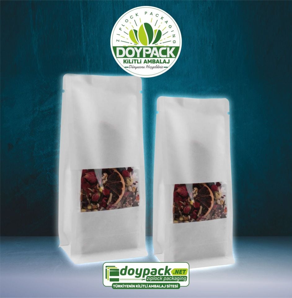 Beyaz Kraft Pencereli Flat Bottom 750 - 10x23cm