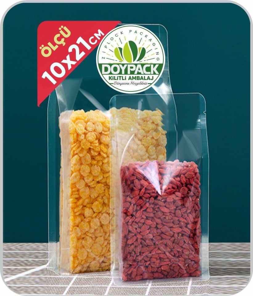 Şeffaf Kilitli Flat Bottom 1000 - 16x32cm