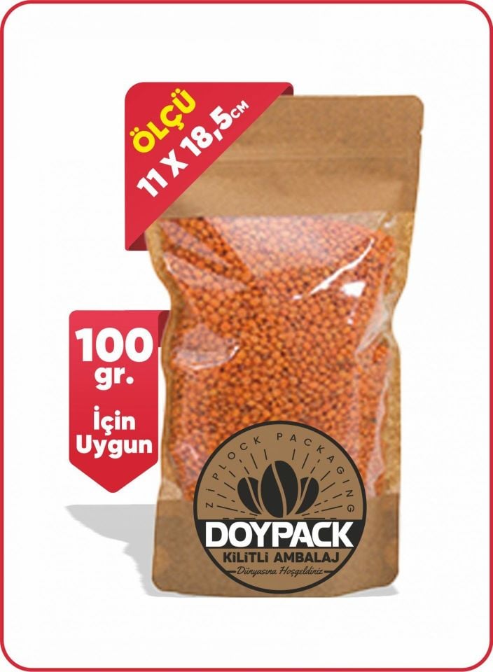 Geniş Pencereli Kraft Kilitli Doypack 2000 - 11x18.5cm