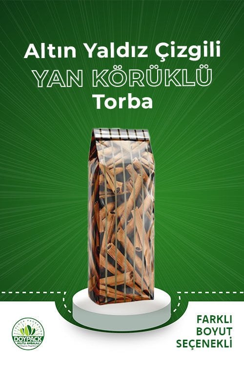 Altın Yaldız Çizgili Yan Körüklü Torba