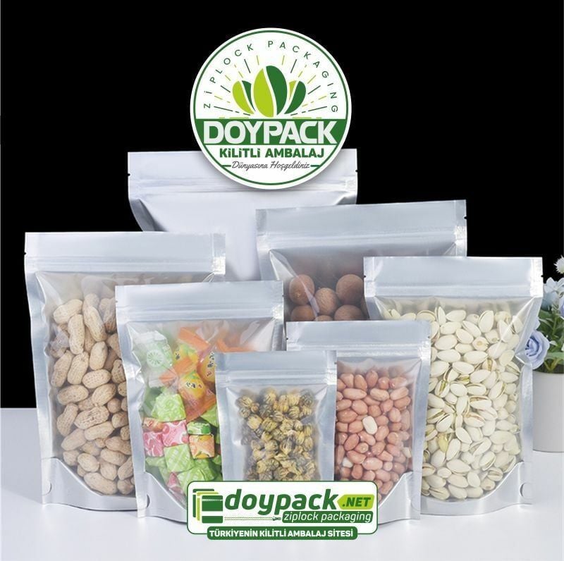 Şeffaf Metalize Gümüş Doypack 3000 - 8.5x14.5cm