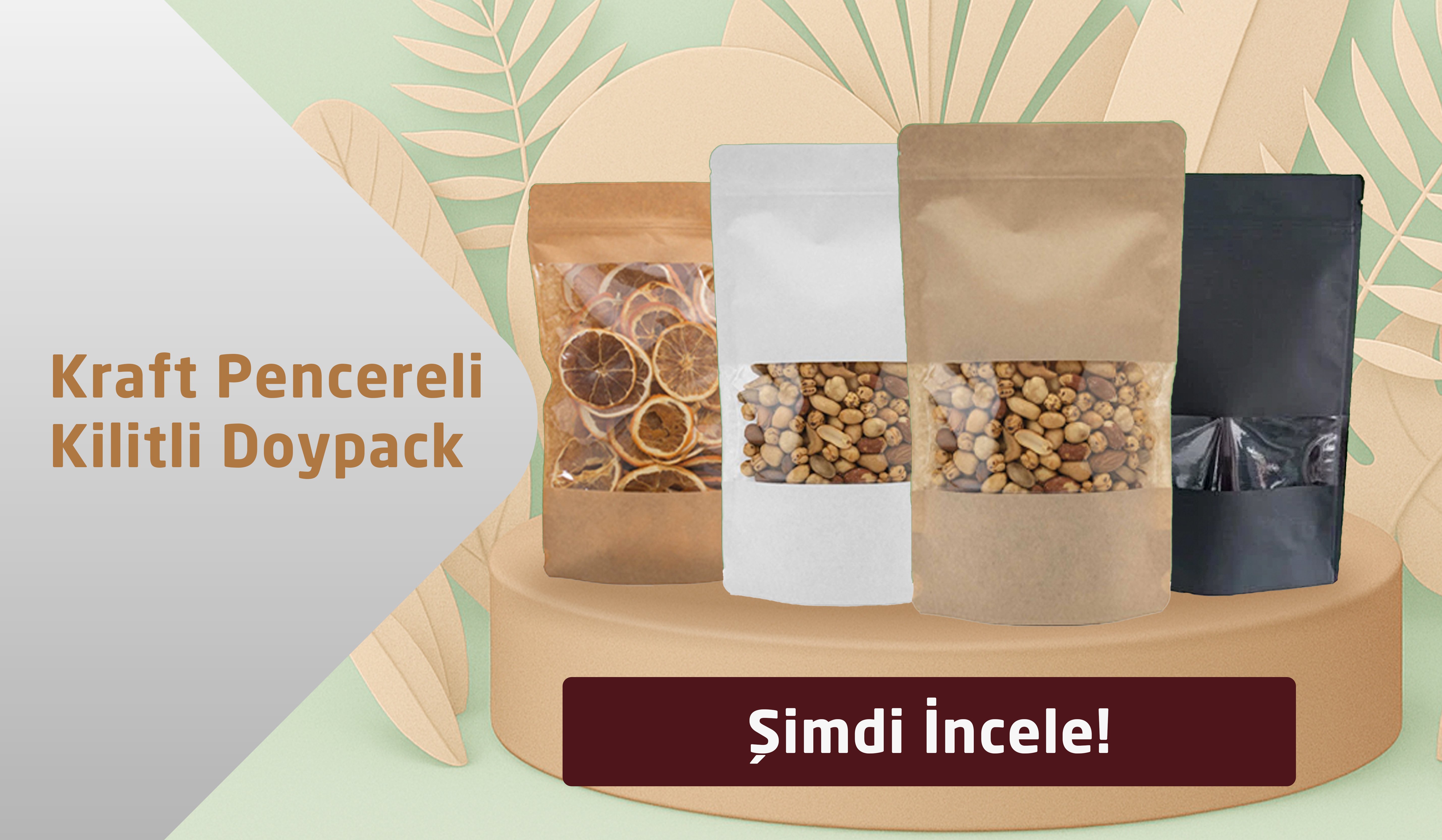 Kraft Pencereli Kilitli Doypack