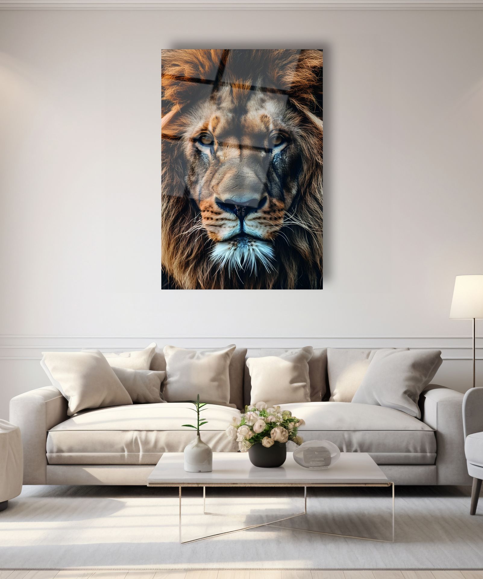 Aslan Portresi Cam Tablo