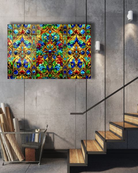 Vitray Renkli Soyut Desenler Cam Tablo