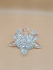 Dekoratif Kristal -Cam Tekli Mumluk -Nilüfer Çiçeği