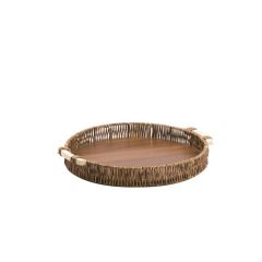 SENTETİK HASIR/AHŞAP YUVARLAK TEPSİ 34CM