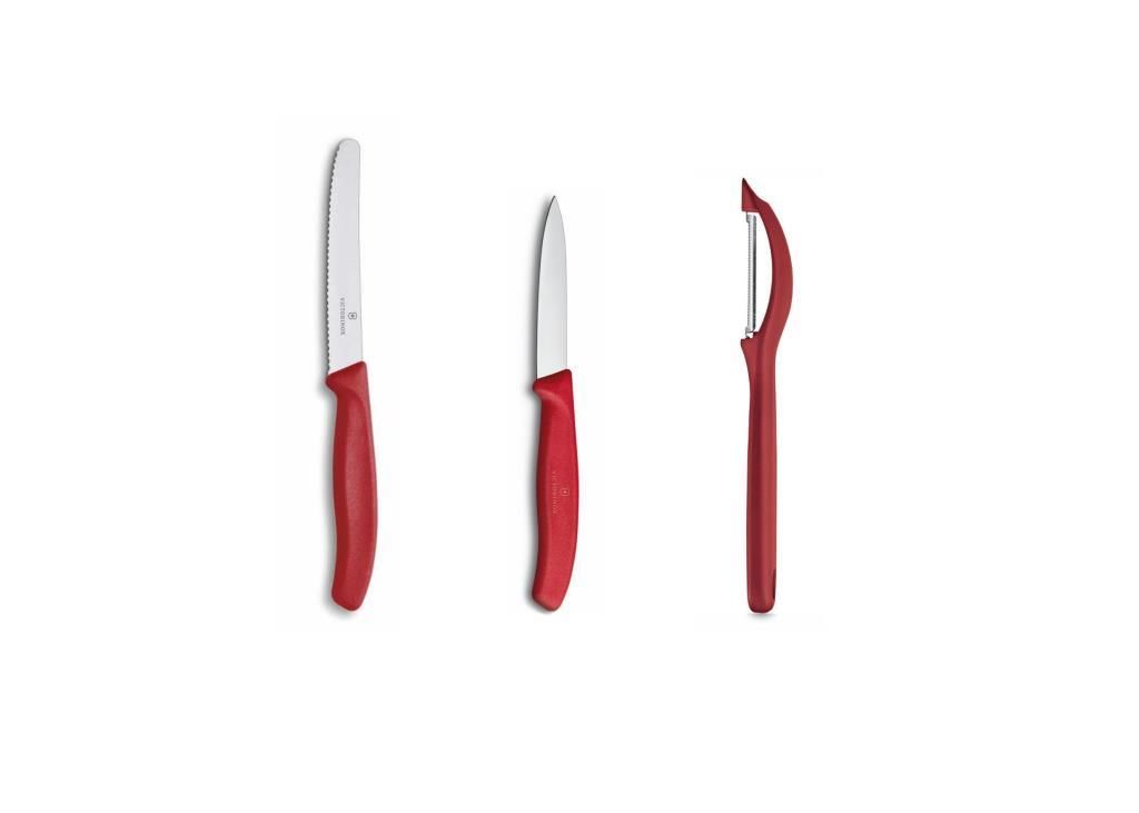 VICTORINOX 3 PARÇA MUTFAK SETİ KIRMIZI