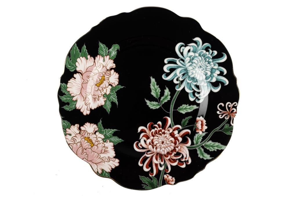 FLEUR SİYAH TEKLİ PASTA TABAK 21CM