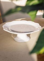 GRANDE BEYAZ AYAKLI SERVİS TABAK 33X12CM