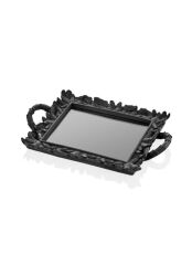 SİYAH AYNALI DEKORATİF TEPSİ 40X25CM