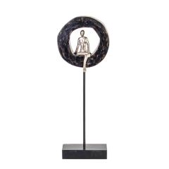 GÜMÜŞ ESKİTME KAİDELİ İNSAN DEKOR  20CM
