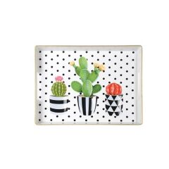 BEYAZ DESENLİ DİKDÖRTGEN TEPSİ 21X29CM