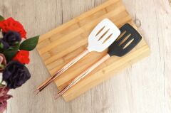 BEYAZ BAKIR METAL SİLİKON SPATULA 35CM