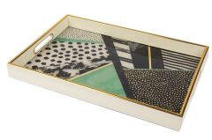KREM GEOMETRİK DİKDÖRTGEN TEPSİ
