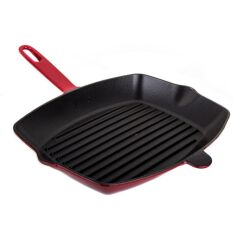 KIRMIZI DÖKÜM DEMİR GRILL TAVA 26X32CM