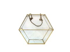 ALTIN HALATLI TERARYUM DEKOR/ÇİÇEKLİK 26 CM