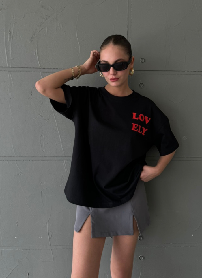 SİYAH ﻿LOVELY T-SHIRT