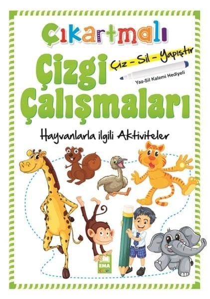 Çıkartmalı Çizgi Çalışmaları-Hayvanlarla ilgili Aktiviteler