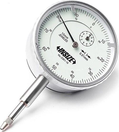 Insize 2301-10F Düz Kapaklı Komparatör Saati 10 mm / 0.01 mm