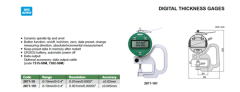 Insize 2871-101 Dijital Kalınlık Komparatörü 10 mm / 0.005 mm