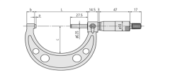 Mitutoyo 103-138 Hafif ve Atölye Tipi Dış Çap Mikrometresi 25-50 mm / 0.01 mm