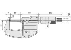 Mitutoyo 293-241-30 Dijital Dış Çap Mikrometresi 25-50 mm / 0.001 mm